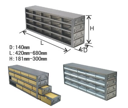 存放2英寸高標準盒帶抽屜的立式冰箱分隔架-UFD係列